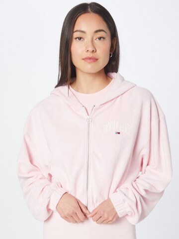 Tommy Jeans Zip-Up Hoodie in Pink: front