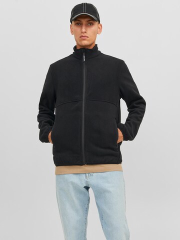 JACK & JONES Fleece jacket 'FLAME' in Black: front