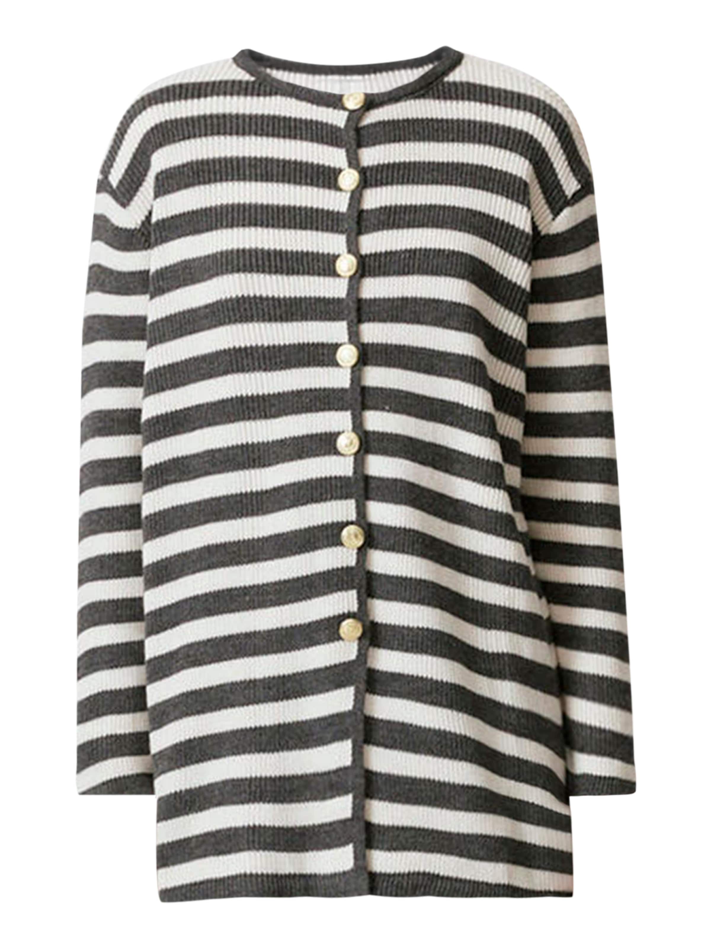 Touche Prive Strickjacke in dunkelgrau / offwhite, Produktansicht