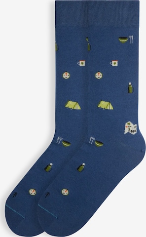 Von Jungfeld Socken 'Signature Icons' in Blau: Vorderseite