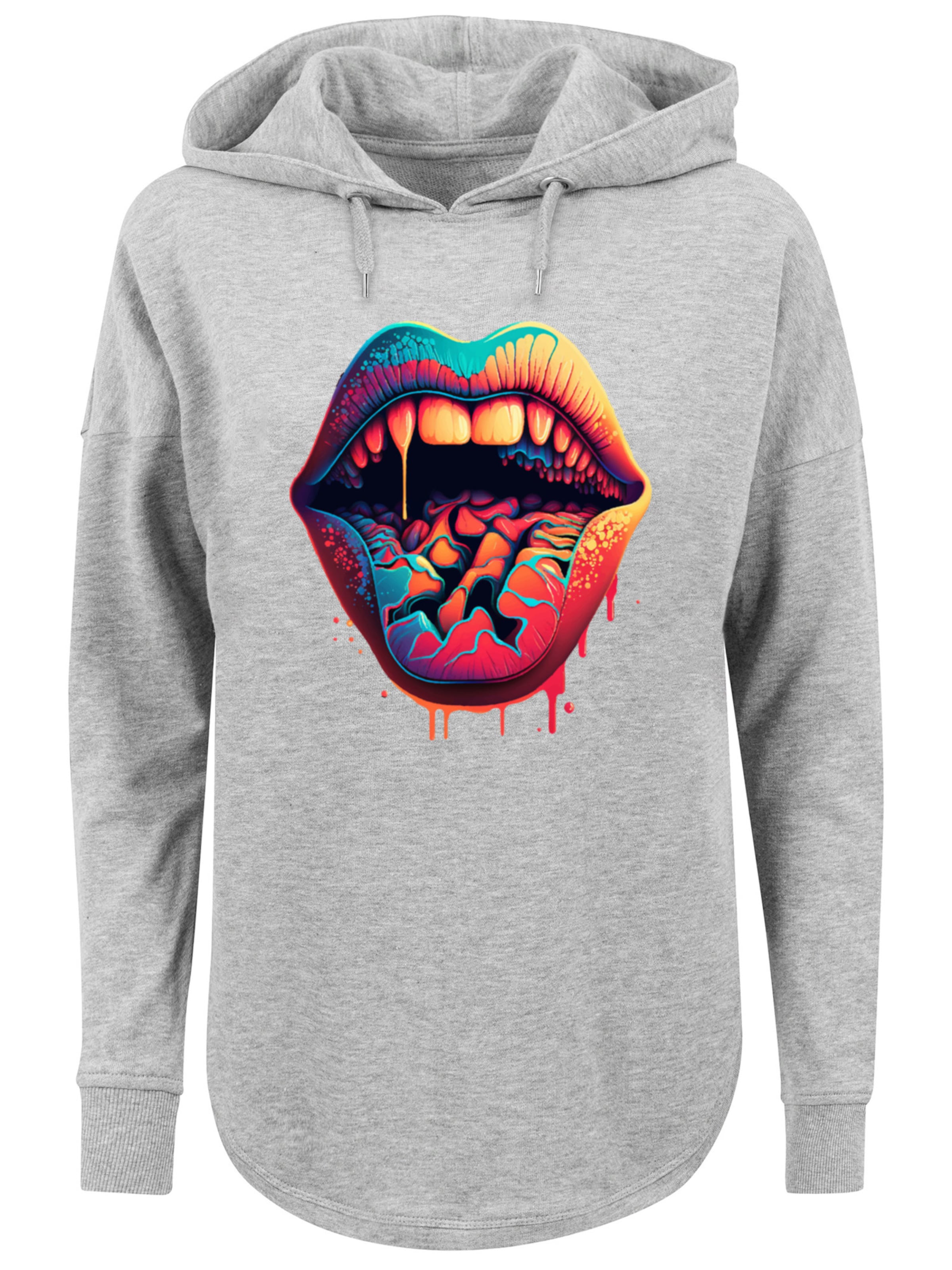 F4NT4STIC Sweatshirt 'Drooling Lips' in Grau: Vorderseite