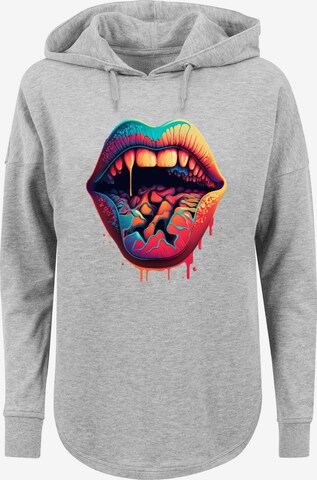 F4NT4STIC Sweatshirt 'Drooling Lips' in Grey: front