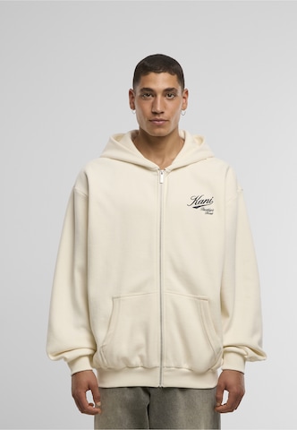 Karl Kani - Sudadera con cremallera 'Varsity' en blanco: frente