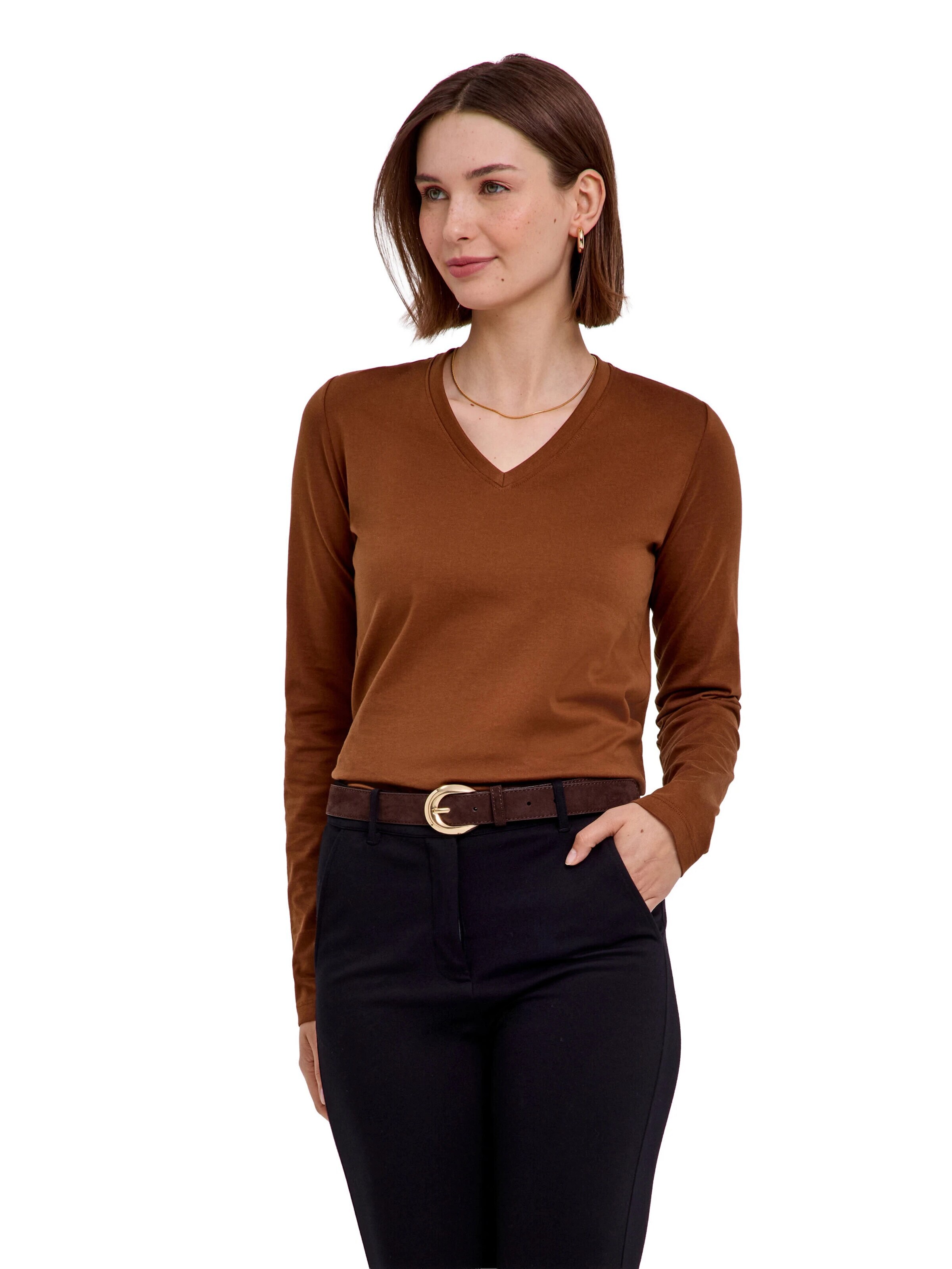 FALKE Shirt 'Essential Cotton'‌‌‌ in Braun: Vorderseite