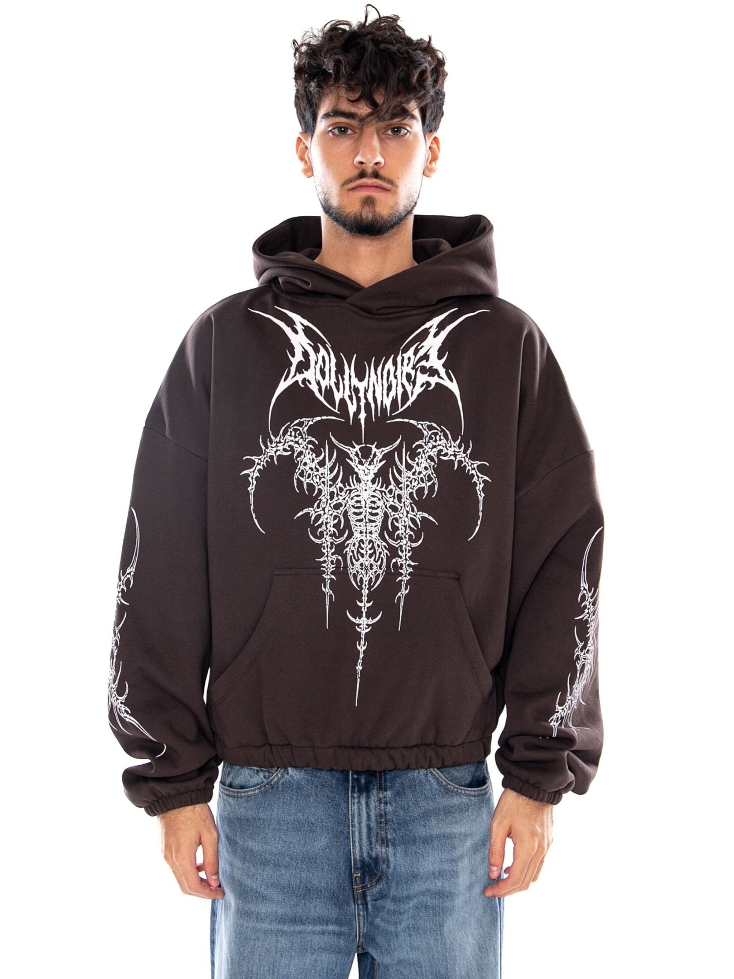 Felpa 'THE GUARDIAN BOXY HOODIE IRON GATE COFFEE BEAN' di DOLLY NOIRE in marrone