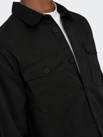 Only & Sons Comfort fit Button Up Shirt 'Milo' in Black