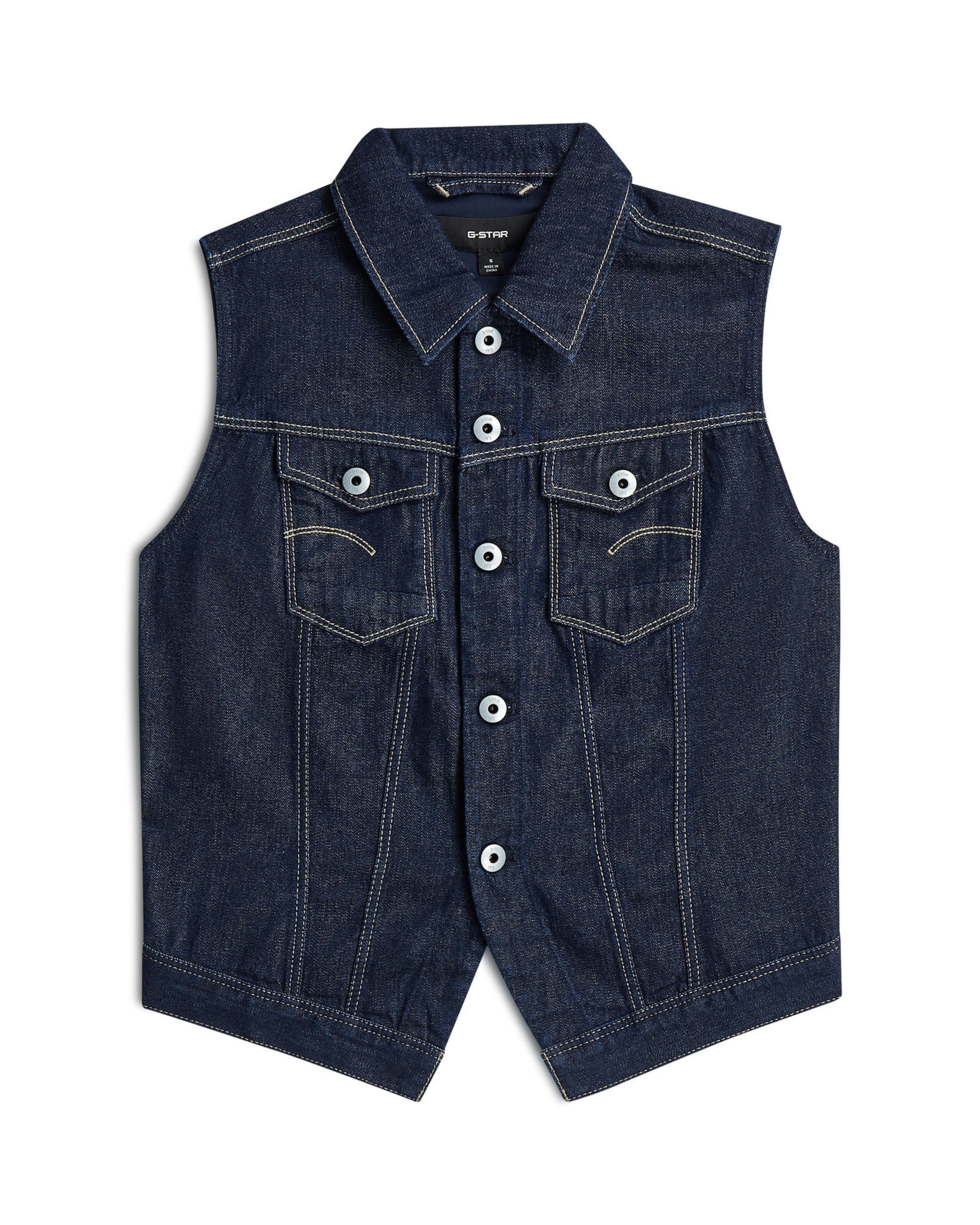 G-STAR Jacket - 'Pitched Hem Slim Vest' in Blau: Vorderseite