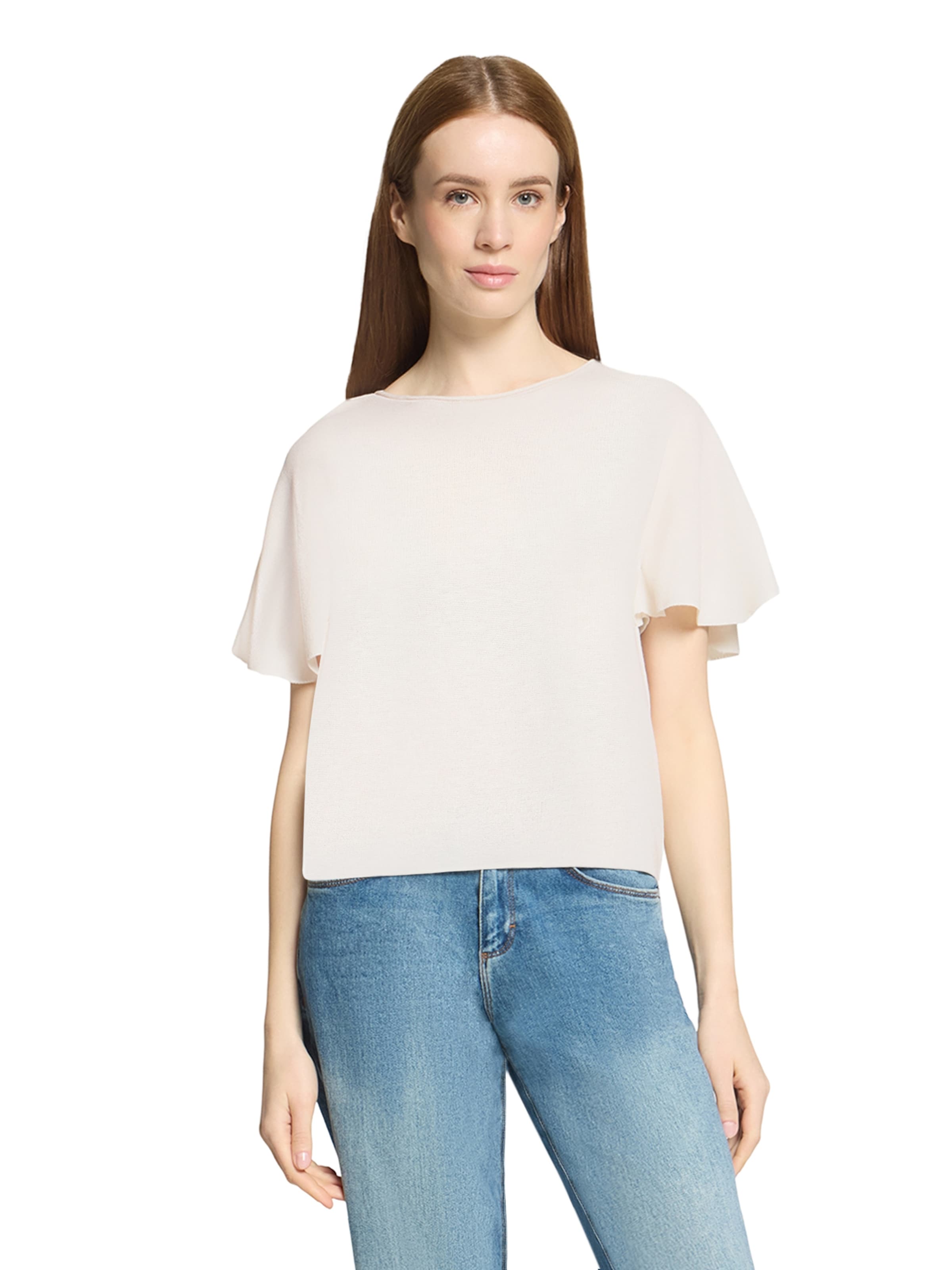 Cartoon Strickpullover mit Flügelärmeln in Weiß: Vorderseite