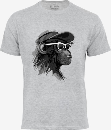 Cotton Prime T-Shirt 'Cool Monkey mit Brille' in Grau: Vorderseite