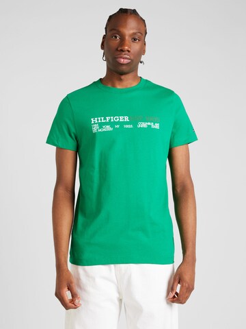 T-Shirt TOMMY HILFIGER en vert : devant