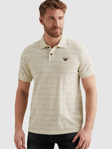 PME Legend - Camiseta 'Polo shirt with stripe pattern and flight pocket' en beige: frente