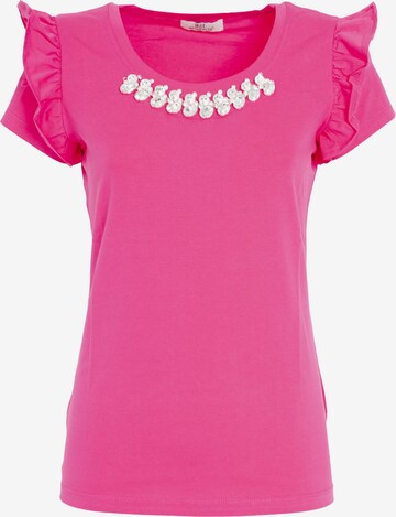 Influencer T-shirt 'Precious Fancy' i rosa: framsida