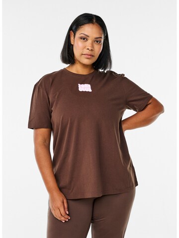 T-shirt 'Cenja' Active by Zizzi en marron : devant