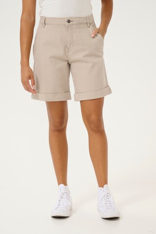 CULTURE Loose fit Trousers 'Milky' in Beige: front