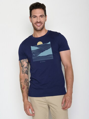 Maglietta 'Guide Surf Cliff' di GREENBOMB in blu: frontale