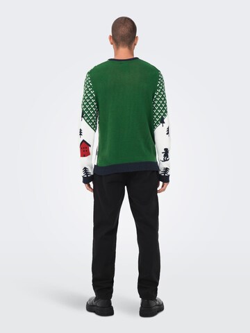 Only & Sons Sweater 'Xmas' in Green