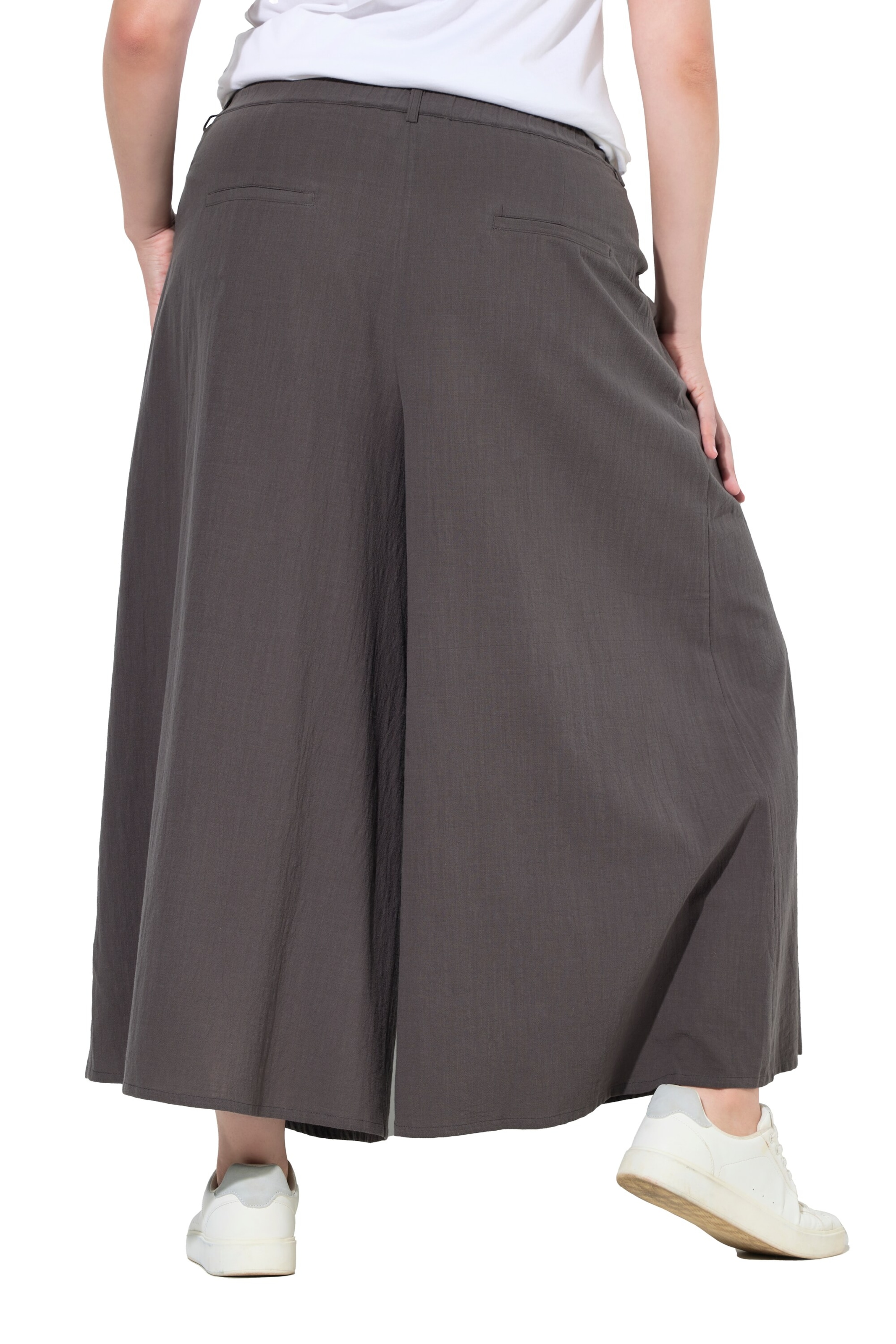 Ulla Popken Wide leg Pleat-front trousers in Grey