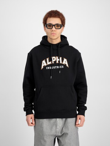 Felpa 'College' di ALPHA INDUSTRIES in nero: frontale