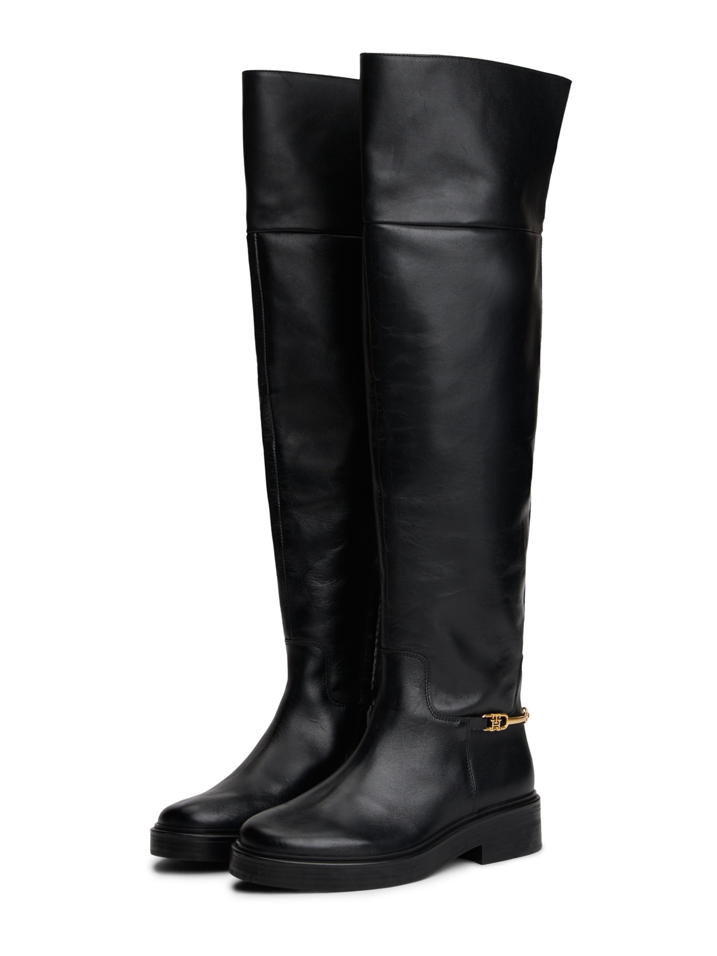 TOMMY HILFIGER Ботфорты 'Horsebit' в Черный