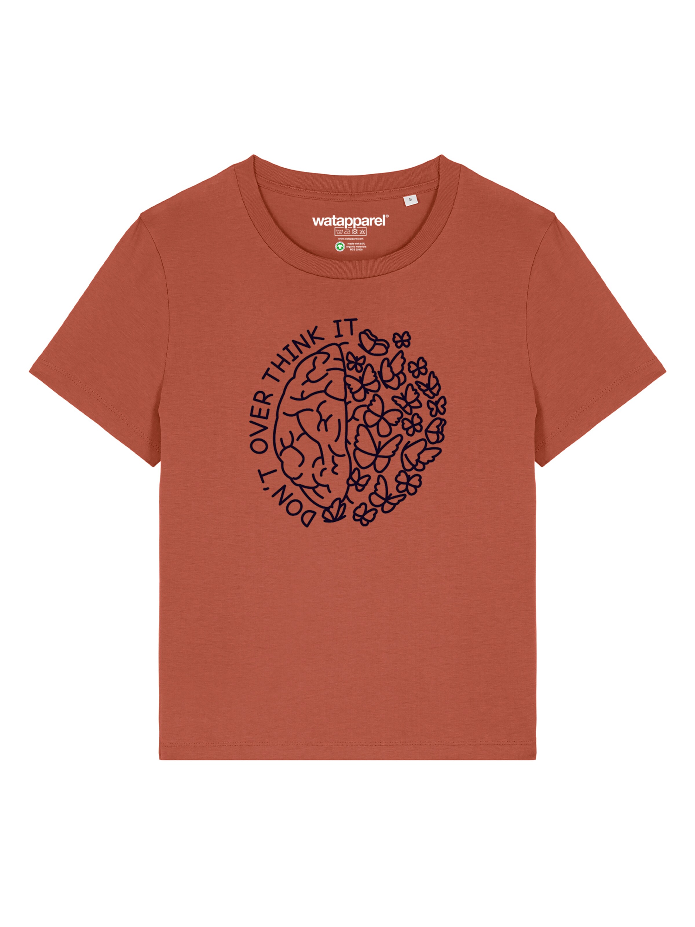 T-shirt 'Don't Overthink It' Watapparel en marron : devant