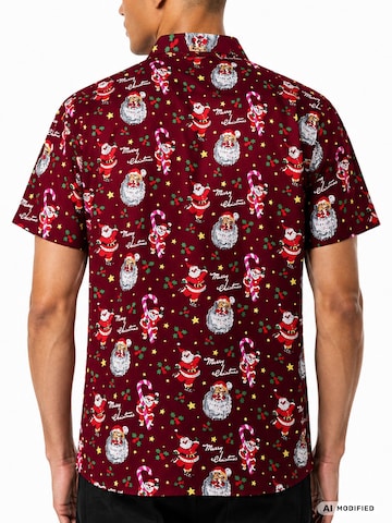 Regular fit Camicia 'Christmas Candycane' di King Kameha in rosso