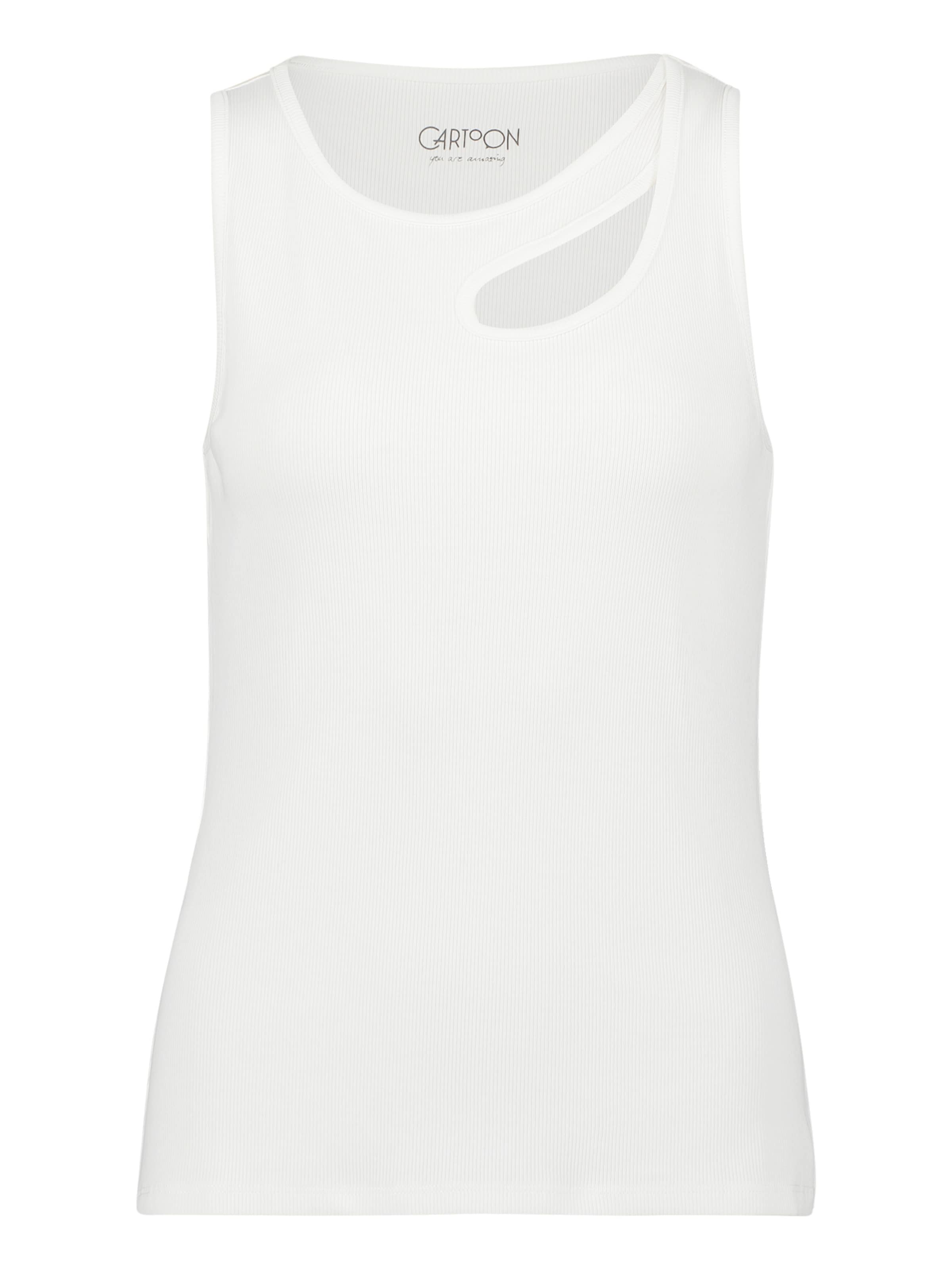 Cartoon Basic-Top mit Rundhalsausschnitt in Weiß: Vorderseite