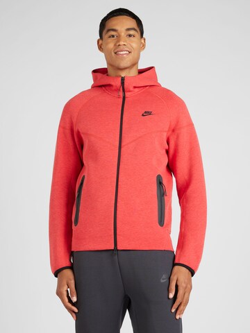 Nike Sportswear Sweat jacket 'TCH FLC' in Red: front