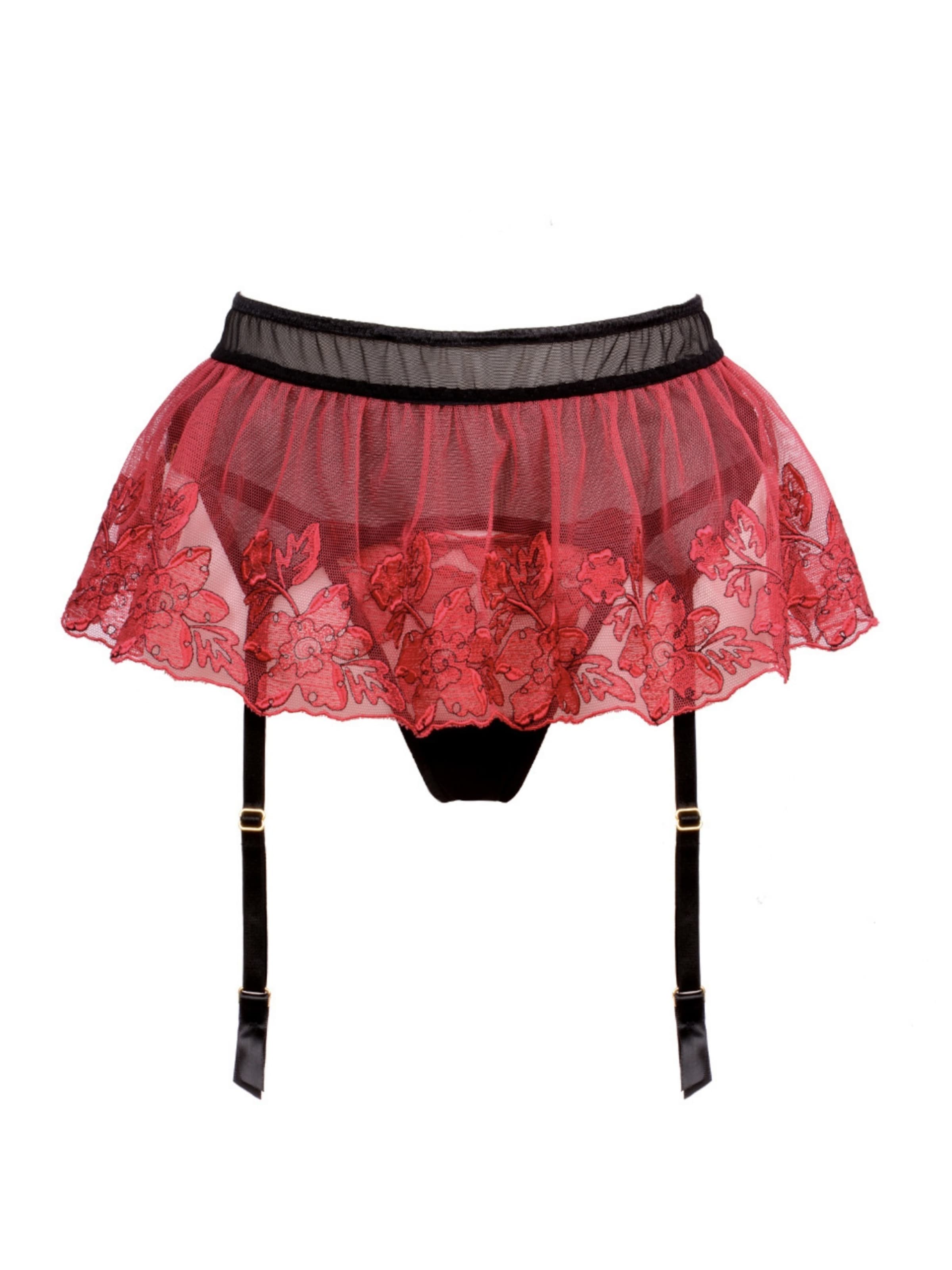 WHITE RVBBIT Strømpeholder 'Cherry Dream' i rød: forside