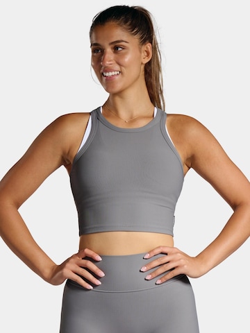 nordicdots Sporttop 'Rib' in Grijs: voorkant