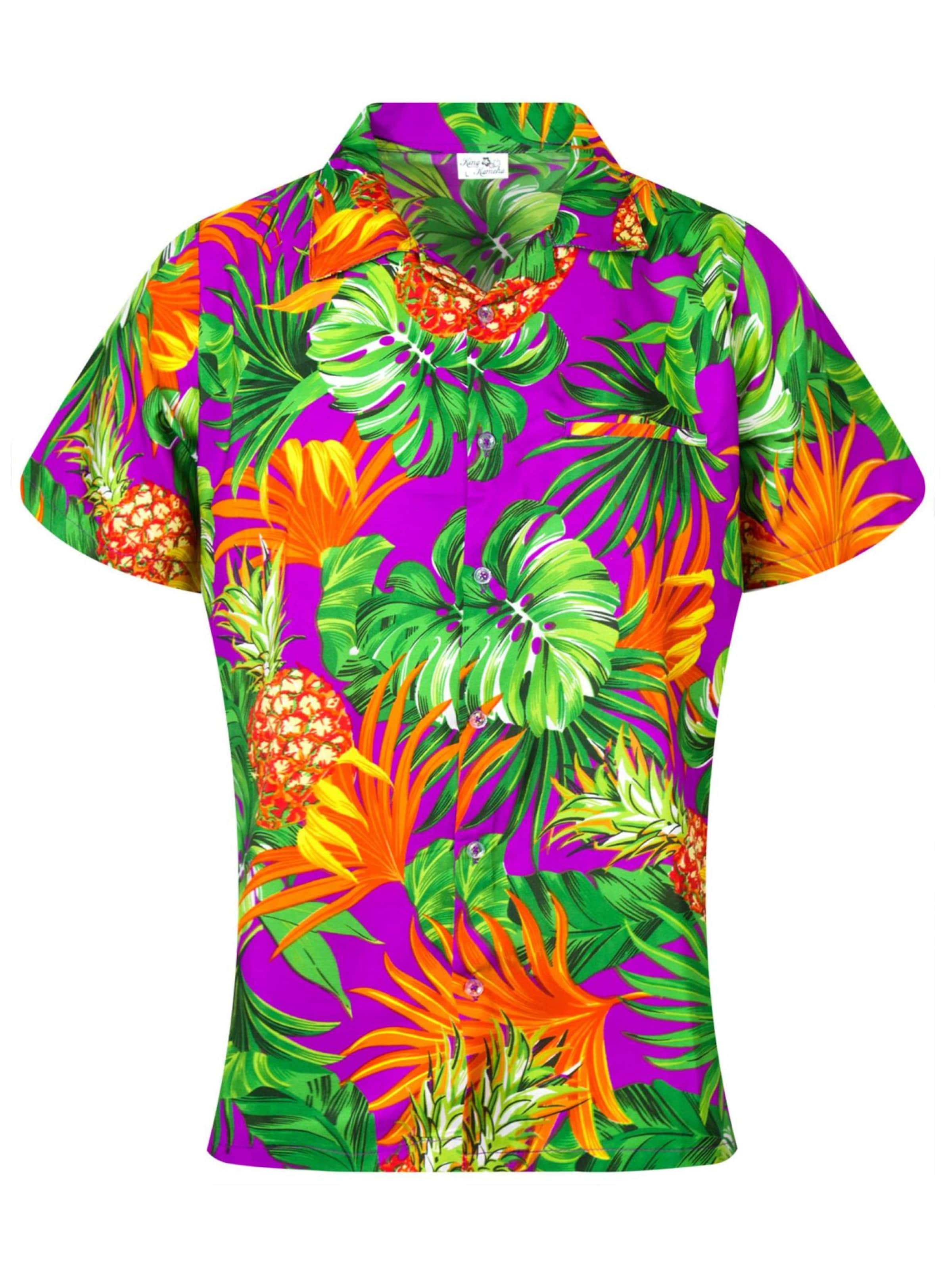 King Kameha Blouse 'Pineapple Leaves' in Purple: front
