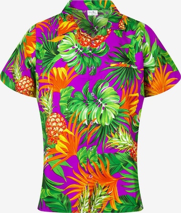 King Kameha Blouse 'Pineapple Leaves' in Purple: front