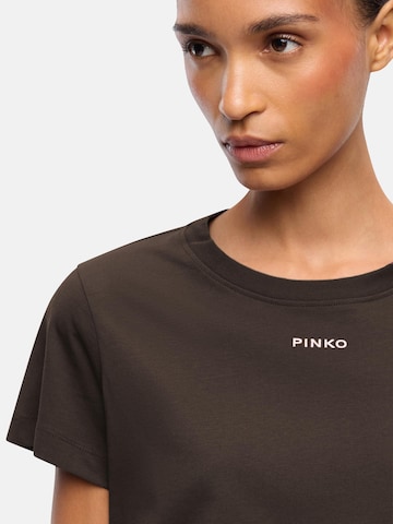 PINKO Tričko 'PINKO BASICO T-SHIRT JERSEY LOGO PINKO GOMMATO T-SHIRT' – hnědá