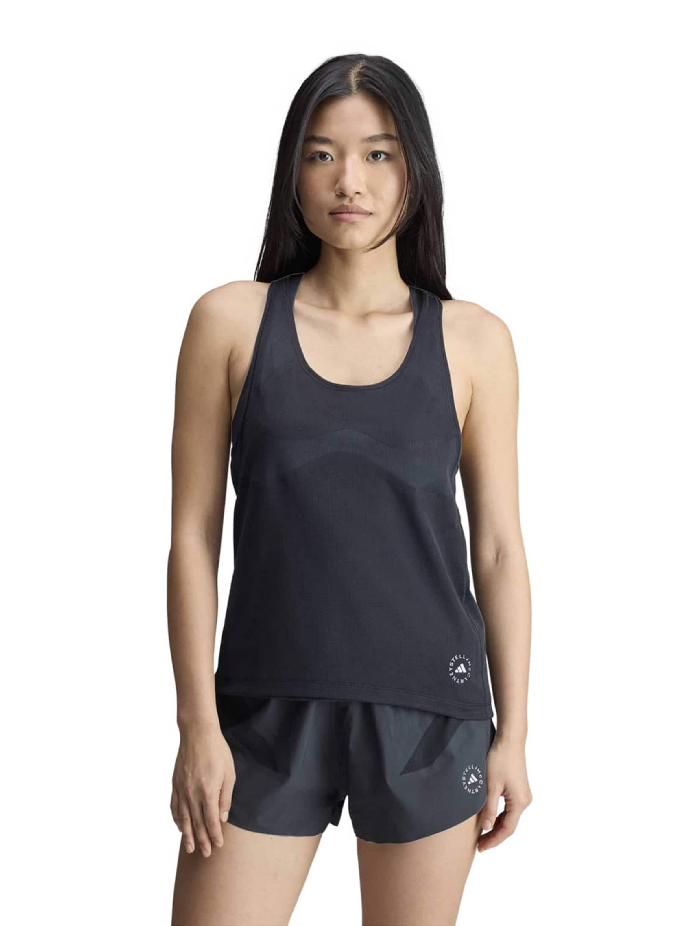 ADIDAS BY STELLA MCCARTNEY Спортен топ в черно: отпред