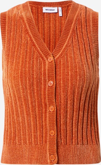 WEEKDAY Strikkevest 'Mist Chenille' i mørkeoransje, Produktvisning