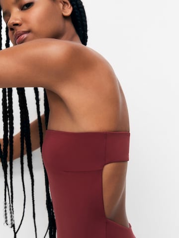 Pull&Bear Bandeau Swimsuit in Red
