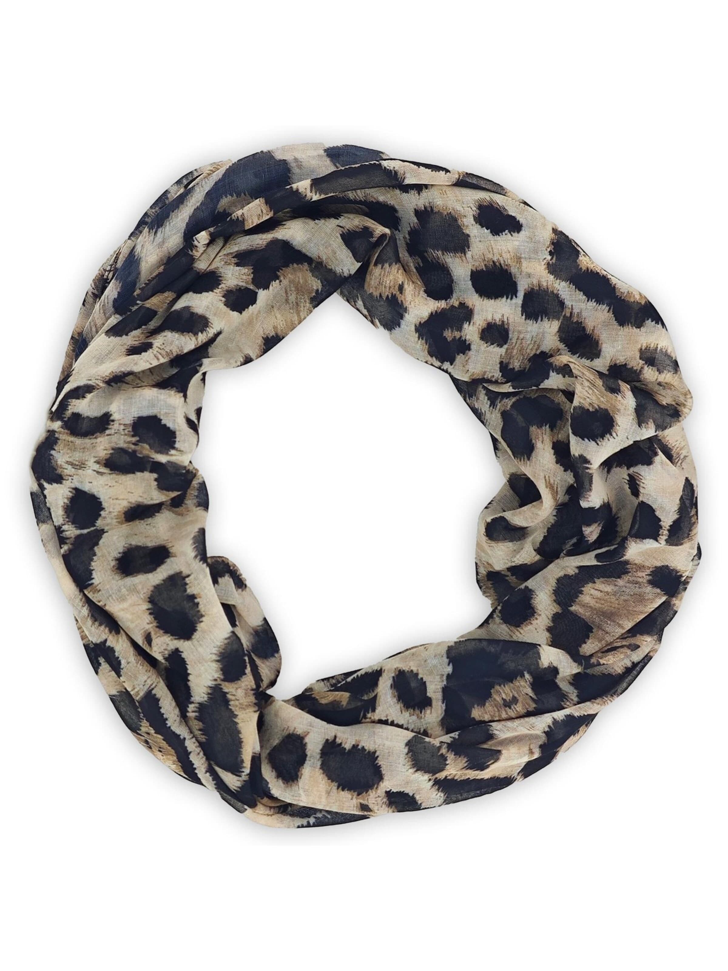 styleBREAKER Schlauchschal 'Loop Schal mit Leoparden Muster'‌‌‌ in Beige: Vorderseite