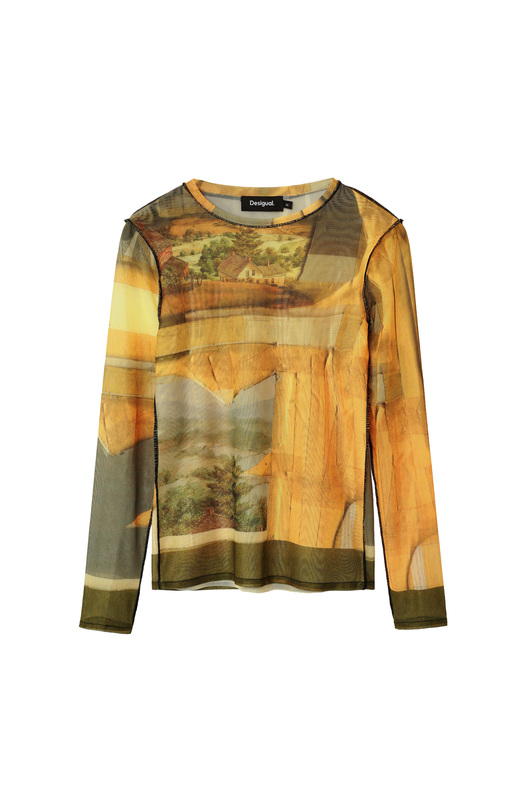 Desigual T-shirt 'LOVE LIFE' en XL en marron / jaune foncé / vert / olive, Vue avec produit
