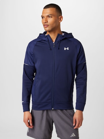 UNDER ARMOUR Sports sweat jacket in Blue: front