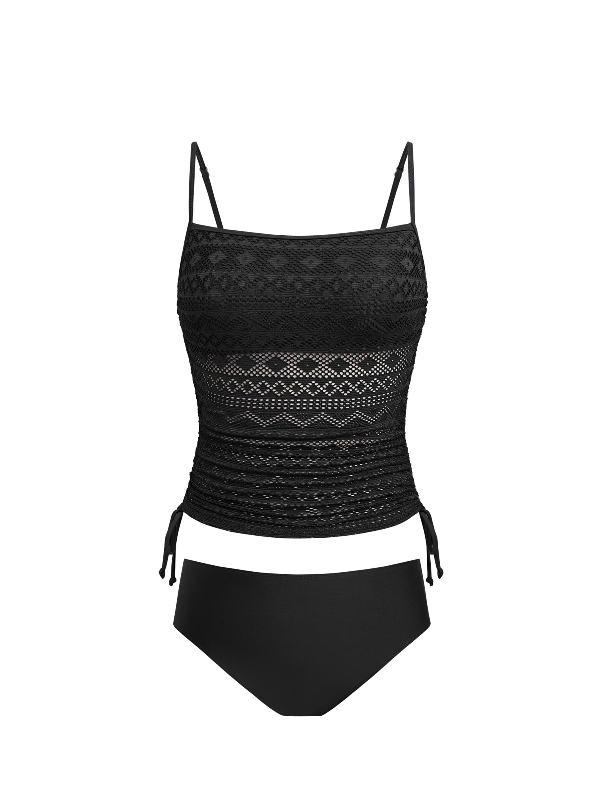 Cupshe Tankini 'Mesh' in Black: front