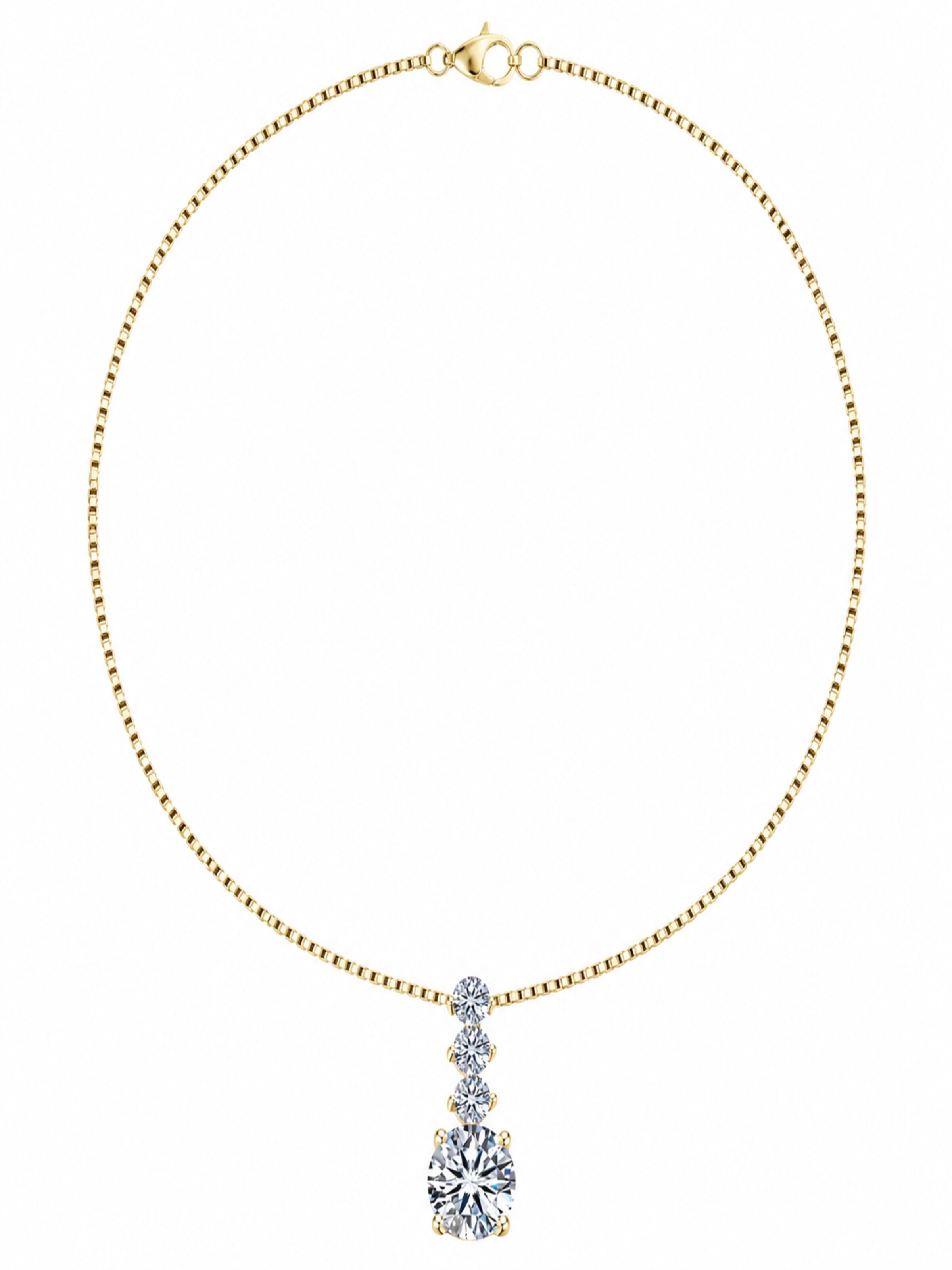 ROUGEMONT Jewellery Necklace 'Moissanit Damen Halskette Noemi 45cm 925 Sterling Silber' in Gold: front