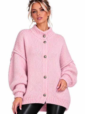 Worldclassca Oversizestrickjacke 'Strickjacke mit Knopf'‌ in Pink: Vorderseite