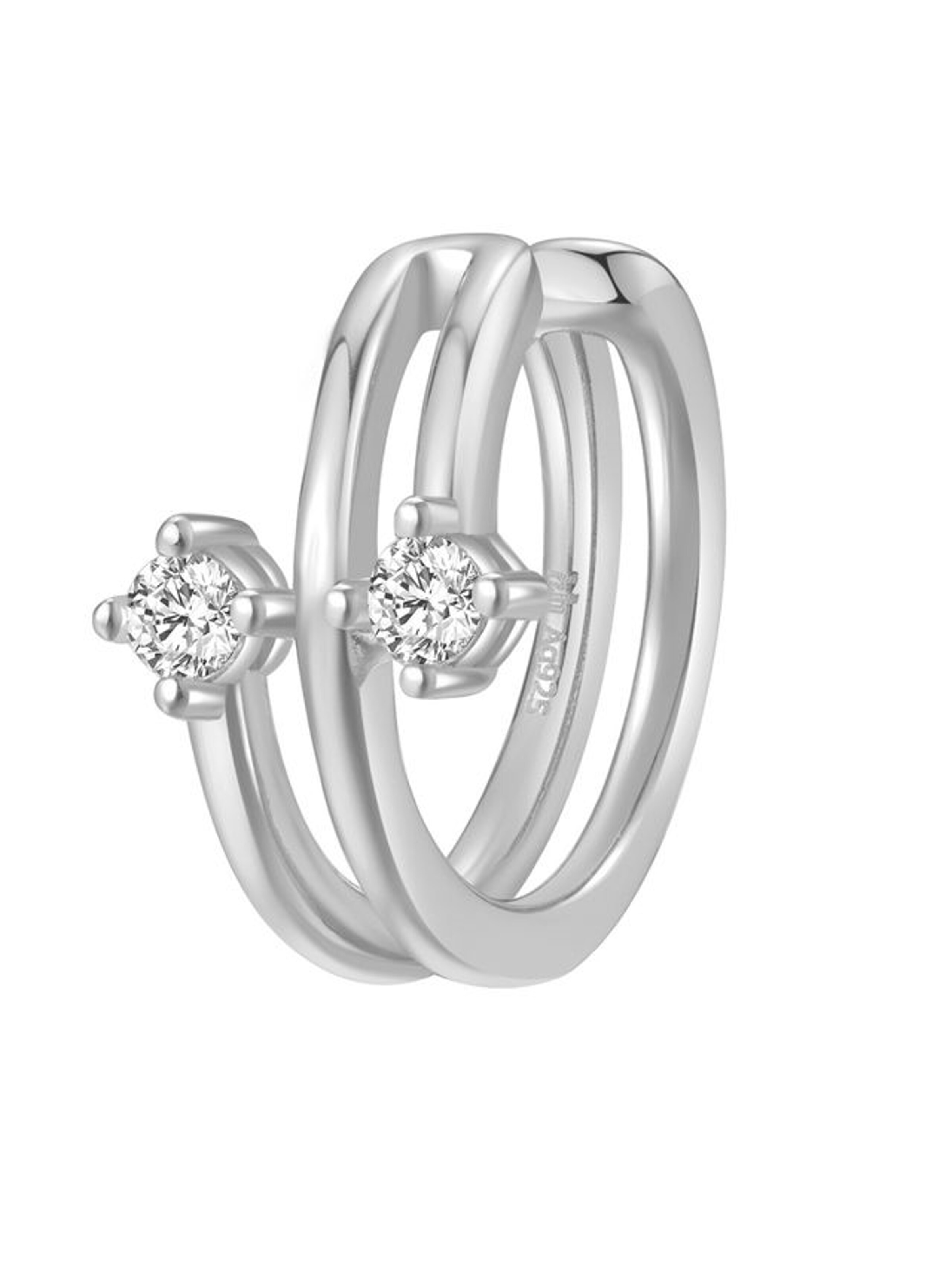 Orecchini 'Duo' di Hey Happiness in argento: frontale