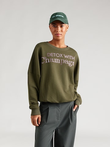 Sweat-shirt 'Detox With Champange' miss goodlife en vert : devant
