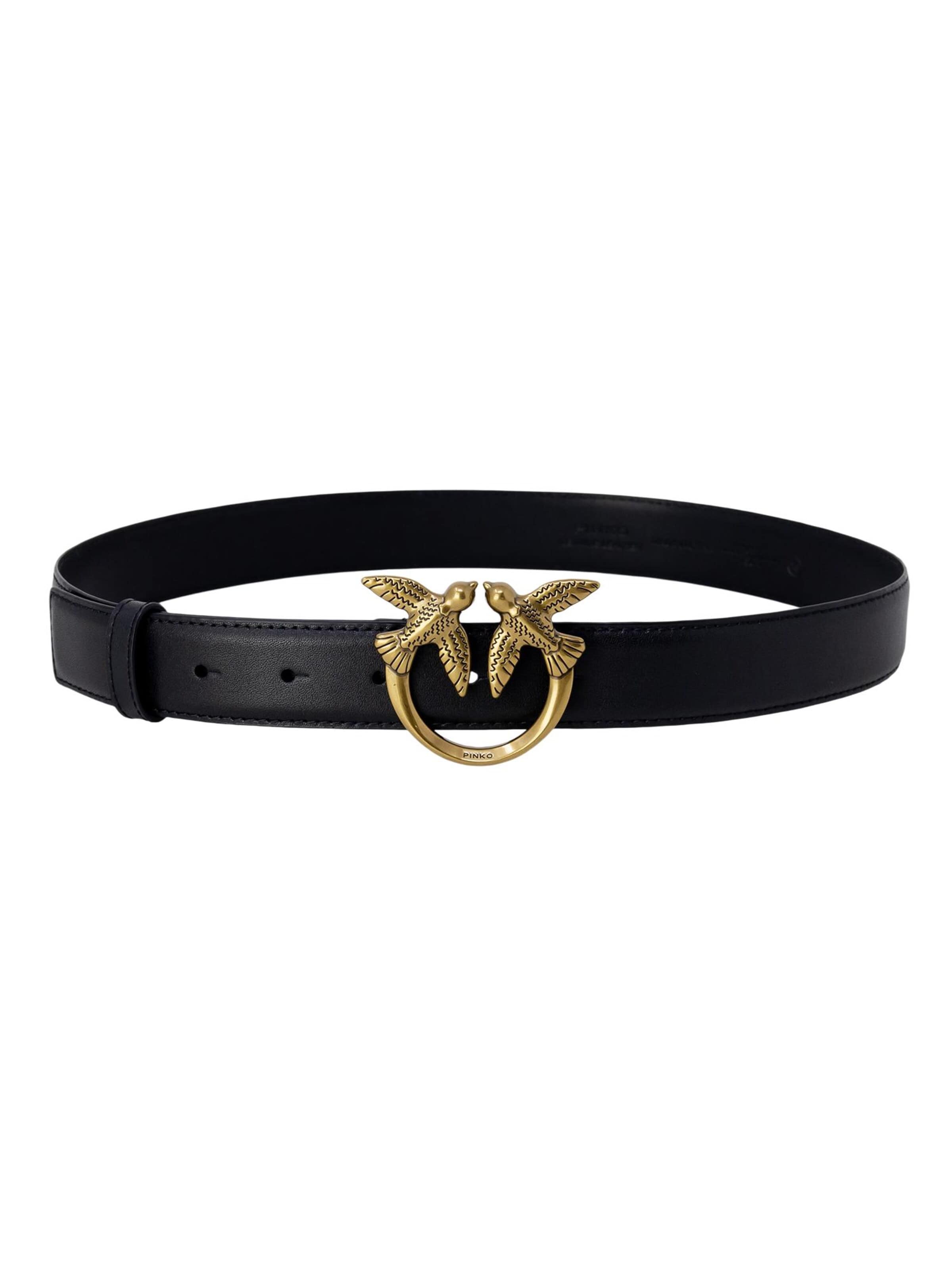 PINKO Riem 'LOVE BERRY H3 VITELLO SETA 100125 A0F1' in Zwart: voorkant