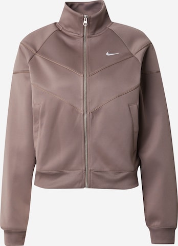 Nike Sportswear Кофта на молнии в Коричневый: спереди