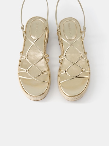 Bershka Strap Sandals in Gold