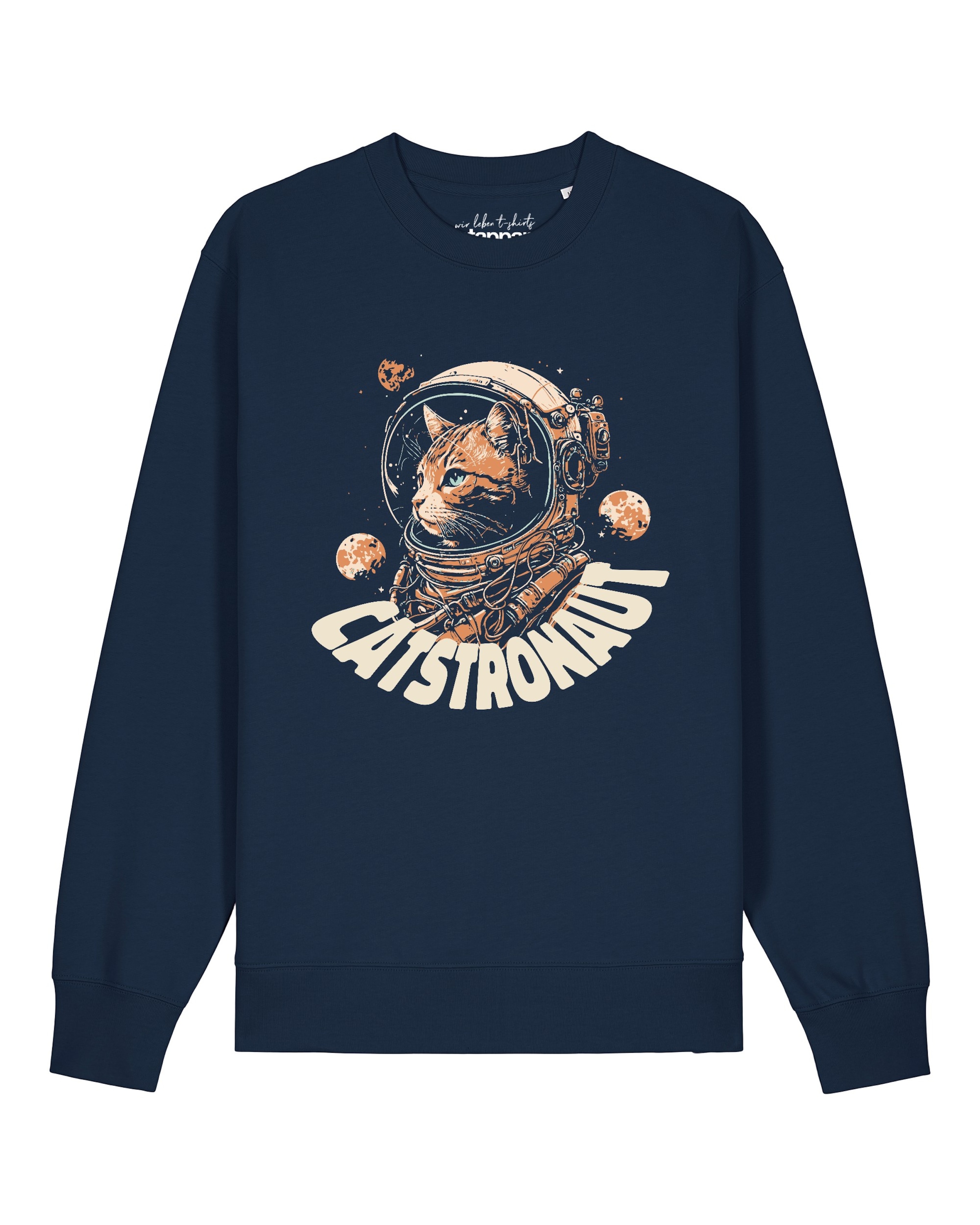 Watapparel Sweatshirt 'Catstronaut' in Blauw: voorkant