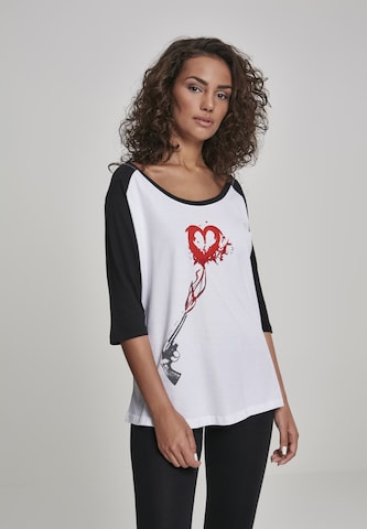 Merchcode Shirt 'Pistol Heart' in Wit: voorkant