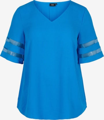 Zizzi Blouse 'EMANY' in Blauw: voorkant