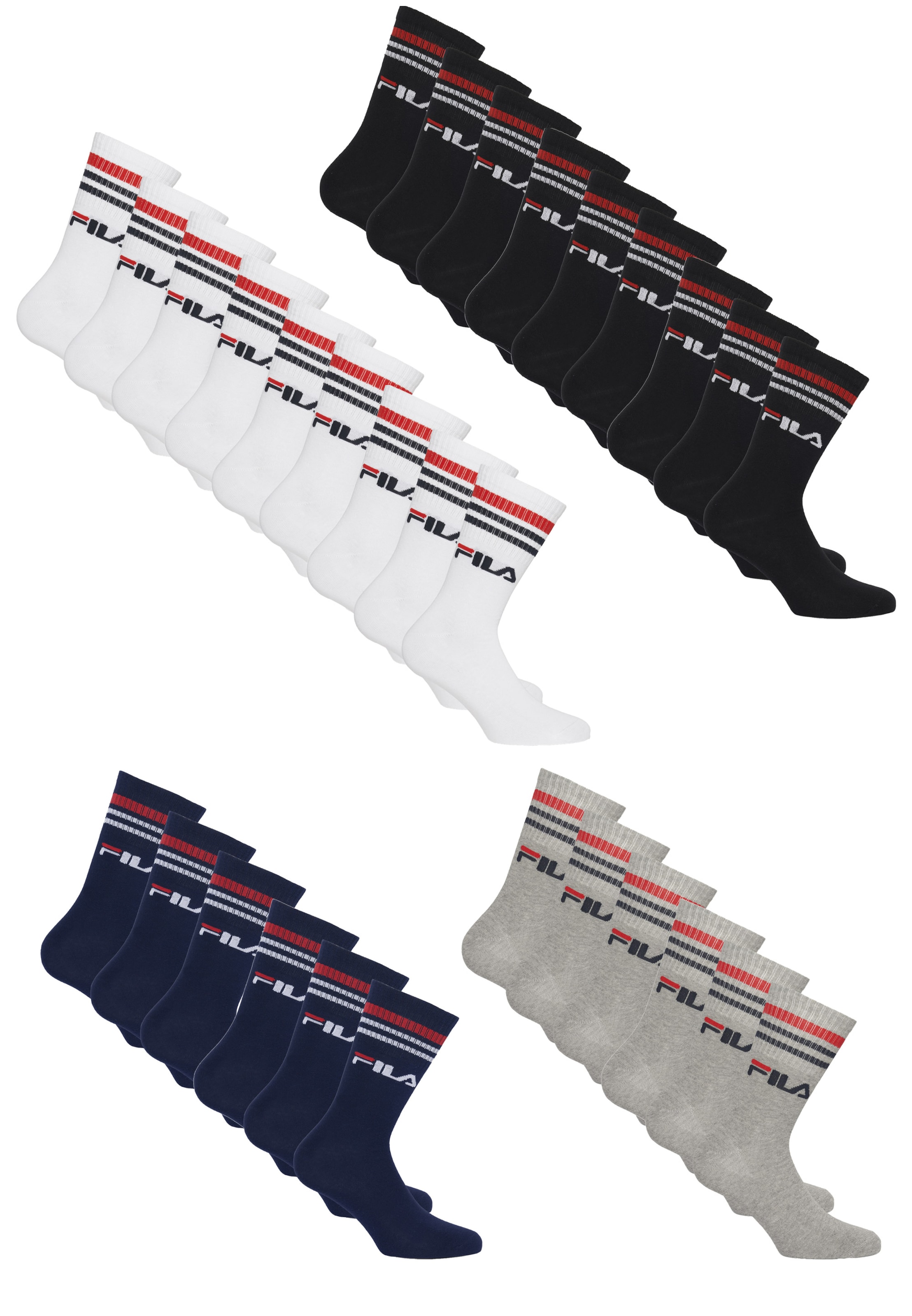 FILA Socken 30er Pack in 35-38 in navy / grau / schwarz / weiß, Produktansicht